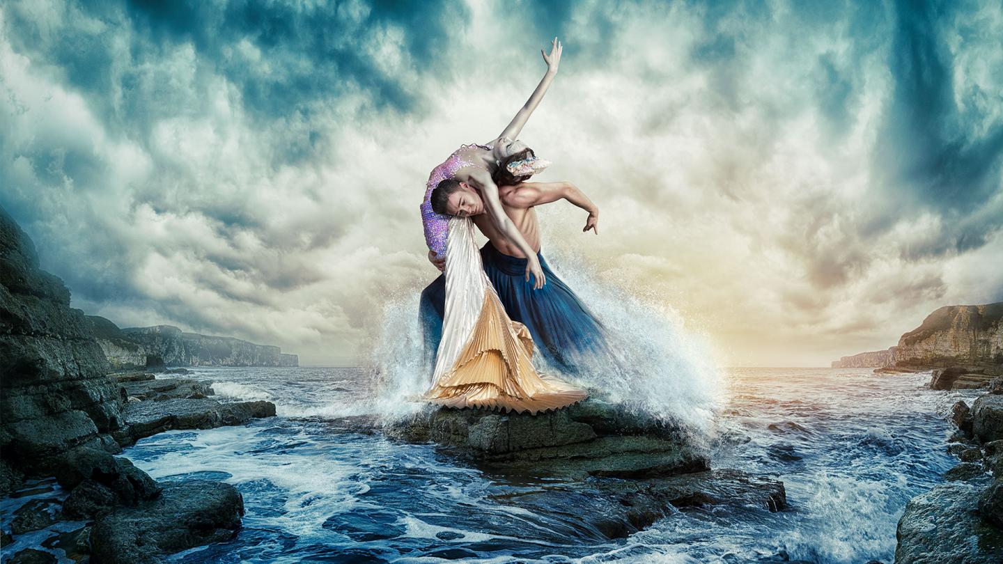 Abigail Prudames and Joseph Taylor on the poster image for The Little Mermaid, taken by Guy Farrow