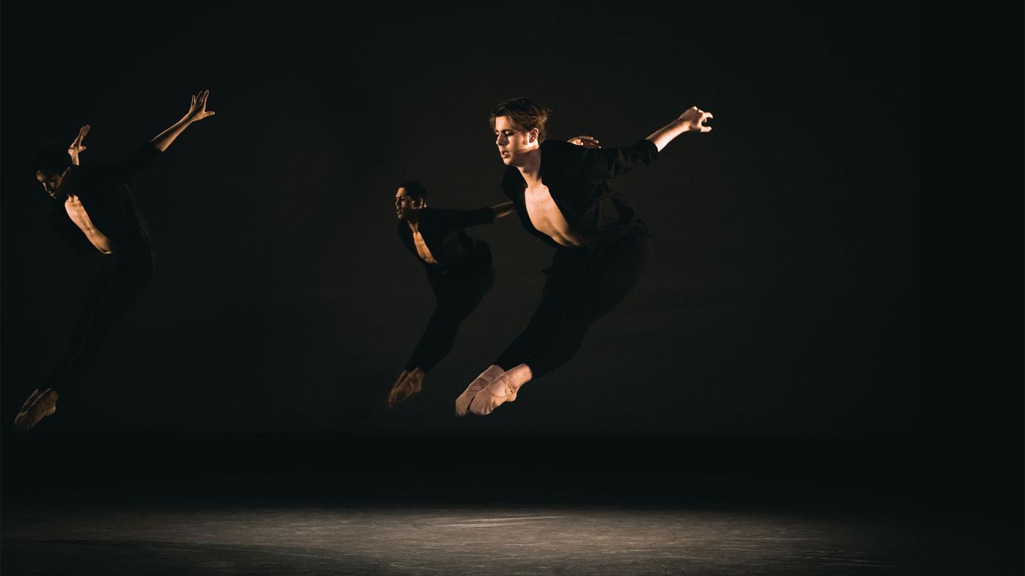 George Liang, Wesley Branch and Bruno Serraclara in Men Dances. Photo Riku Ito