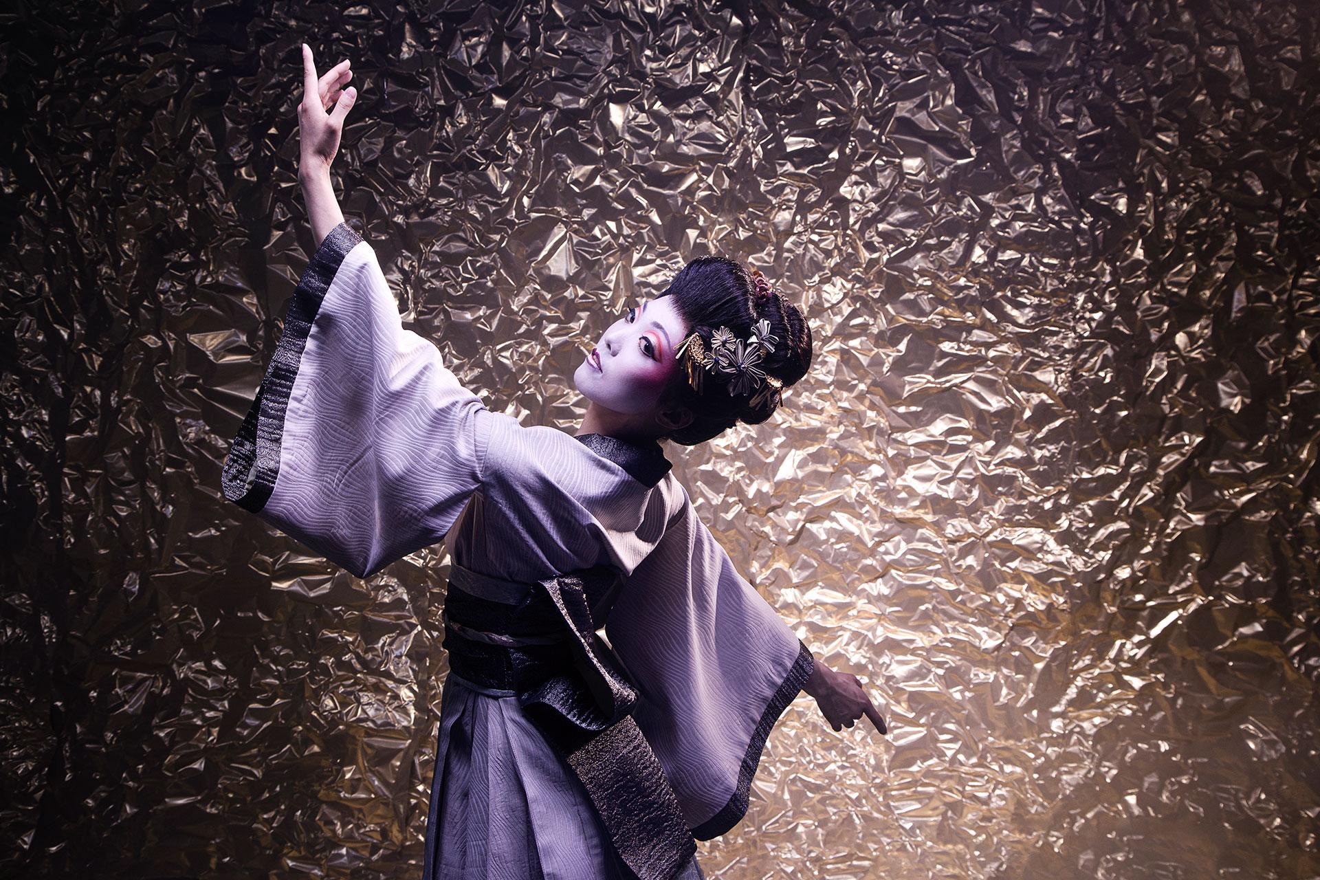 Ayami Miyata dressed as a Geisha. Photo Guy Farrow