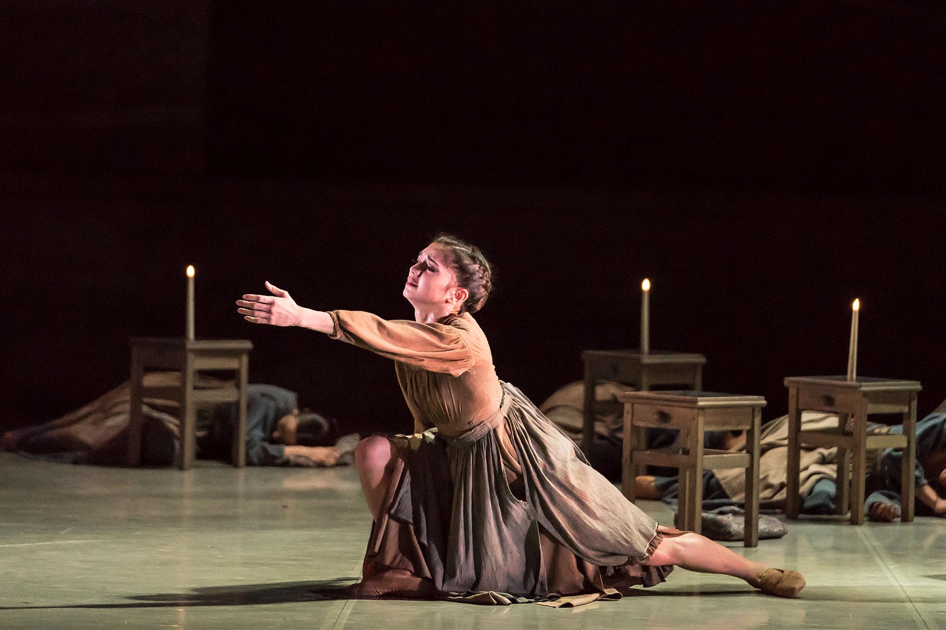Jane Eyre, production, 2018, Rachael Gillespie, Young Jane, photo Emma Kauldhar Young Jane reaches out to the world, pleading for justice