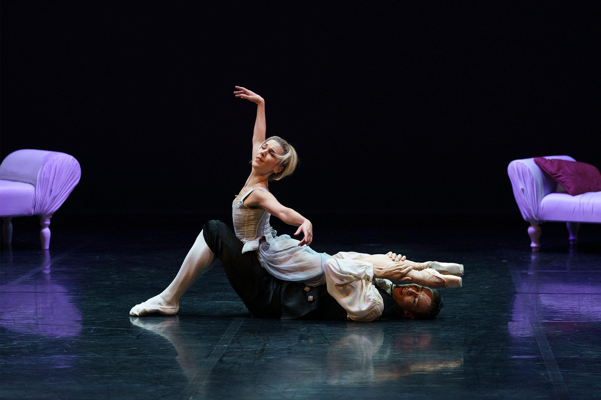 Dangerous Liaisons, production, 2020, Antoinette Brooks-Daw and Joseph Taylor, Madame de Tourvel and Valmont, photo Emma Kauldhar Antoinette Brooks-Daw as Madame de Tourvel and Joseph Taylor as Valmont in Dangerous Liaisons. Photo Emma Kauldhar