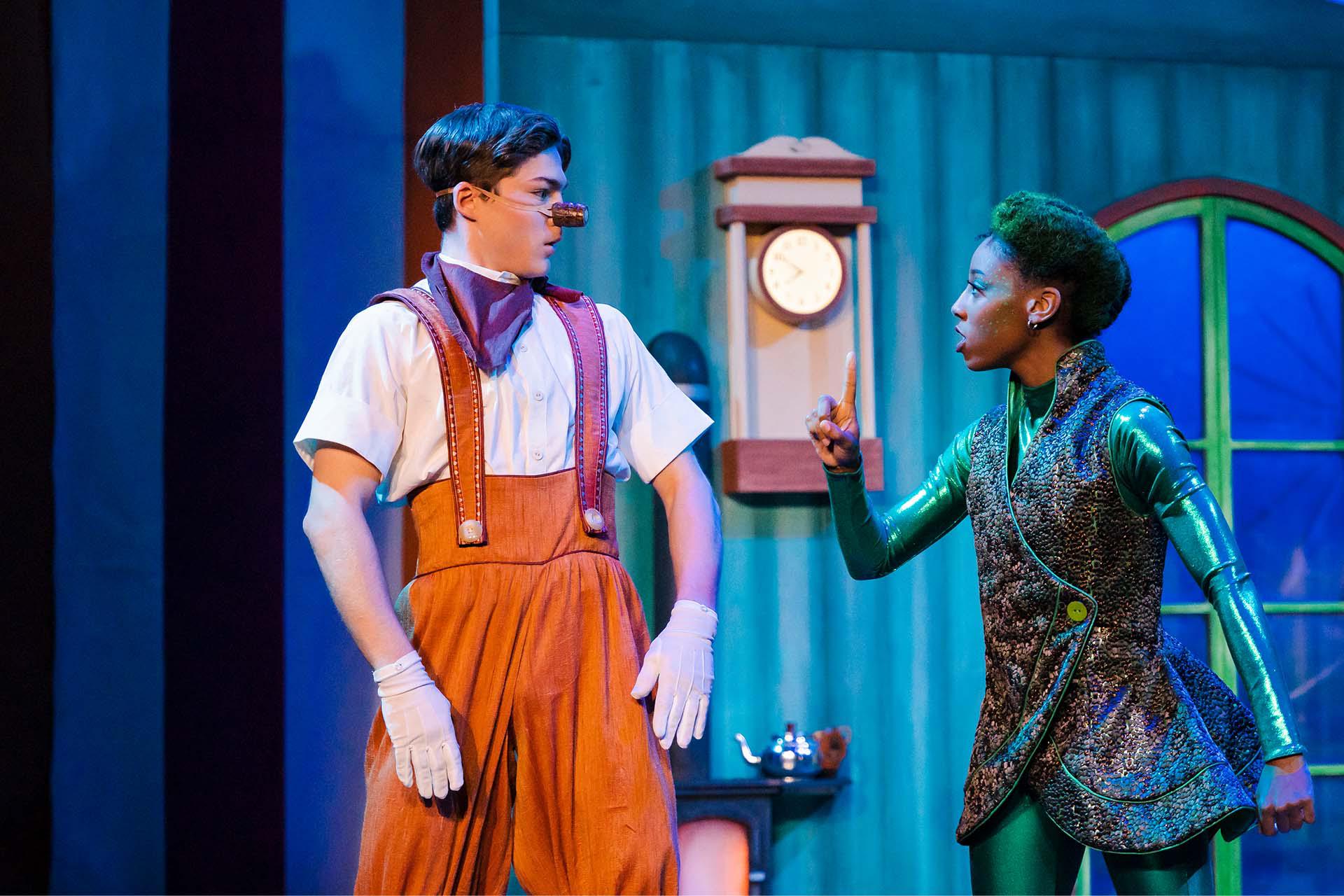 The Water Sprite warns Pinocchio of the dangers of his recently acquired independence and of the dangers of lying