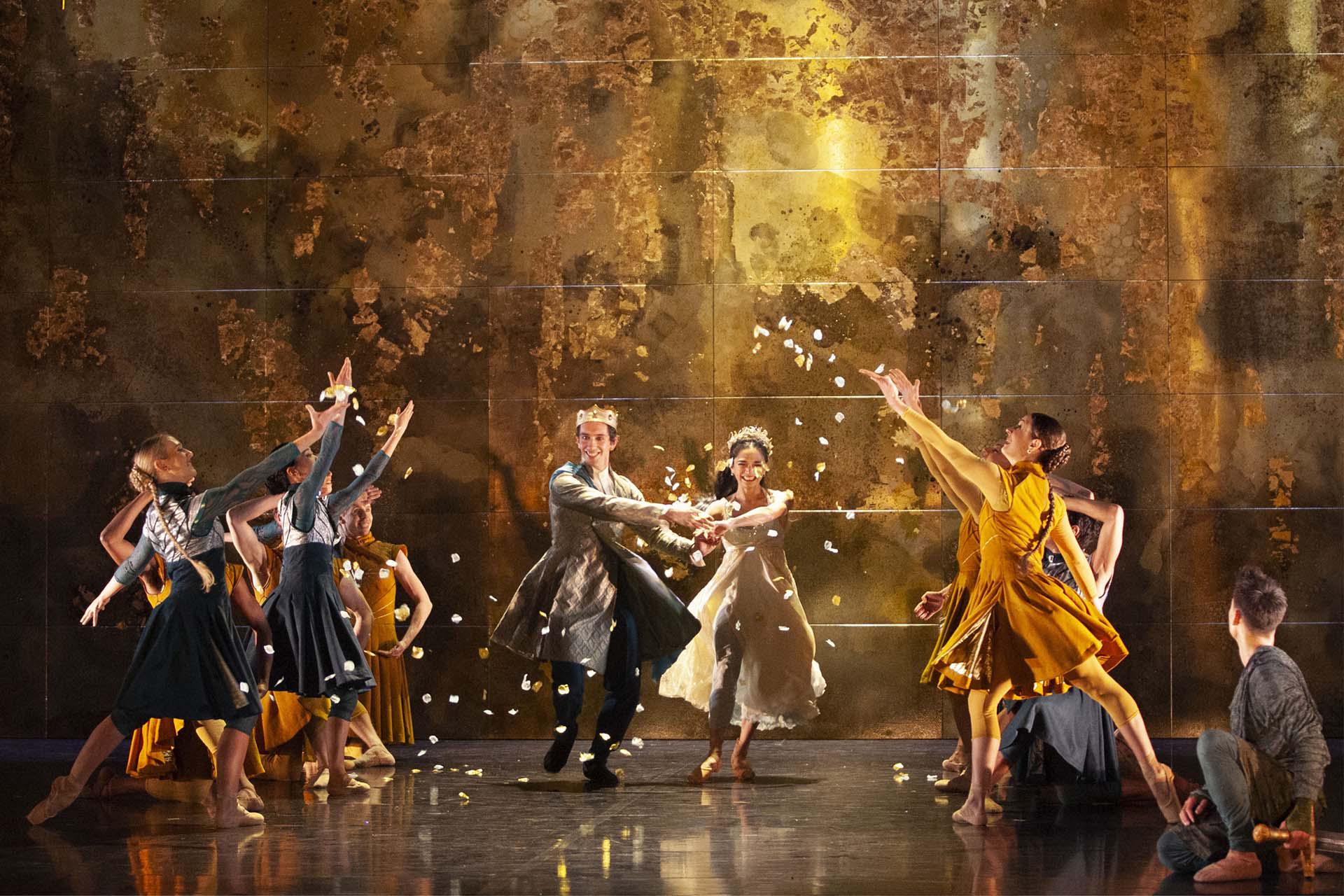 Uther and Ygraine dance through confetti at their wedding