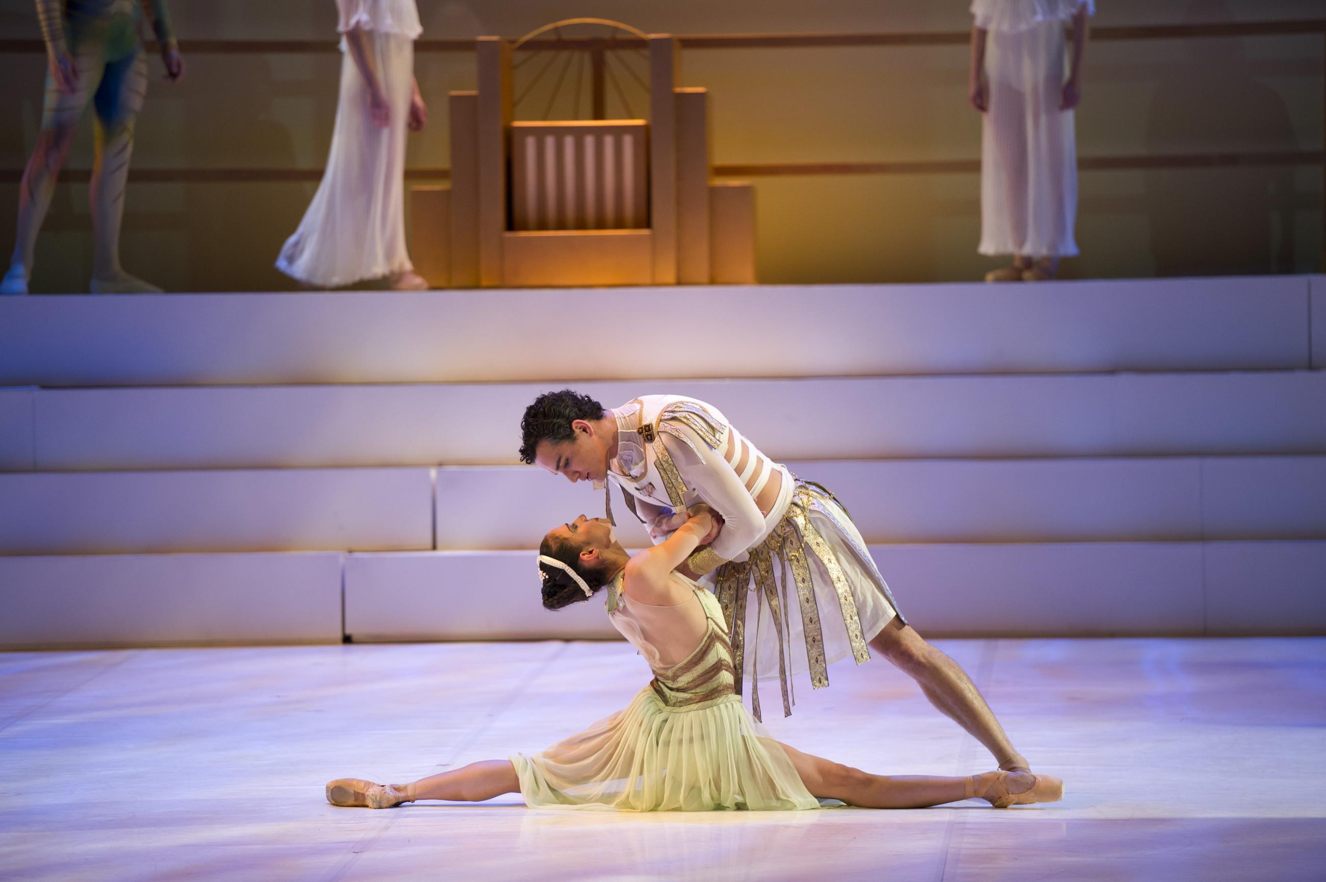 A photo of Northern Ballet dancers Martha Leebolt and Javier Torres in David Nixon OBE's Cleopatra. Photo Bill Cooper, 2011.