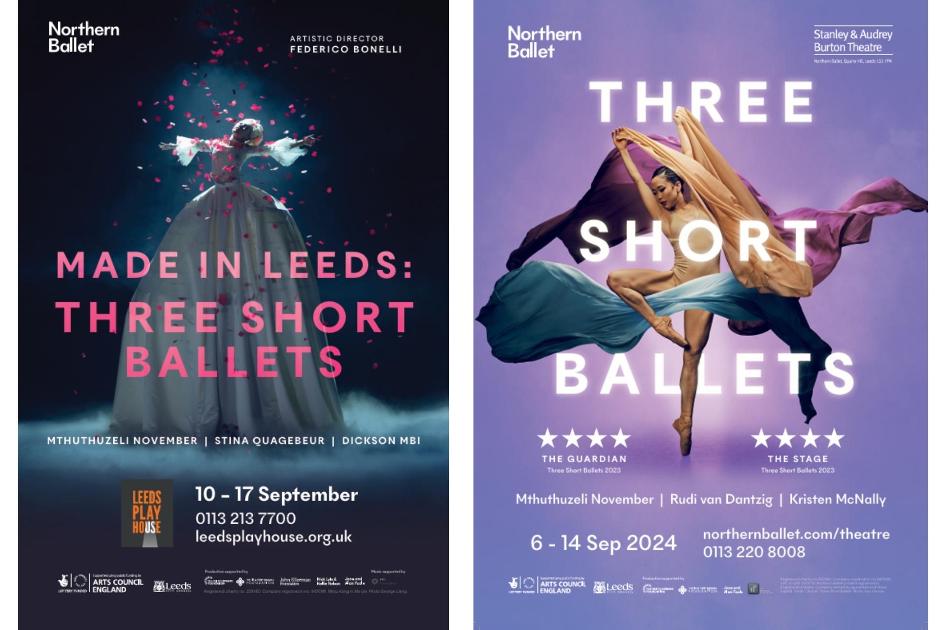 Posters for Three Short Ballets in 2022 and 2024