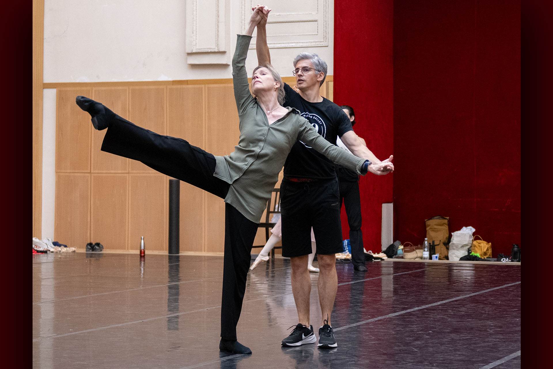 Federico Bonelli supporting Rachel Beaujean as they rehearse and develop the new version of Swan Lake