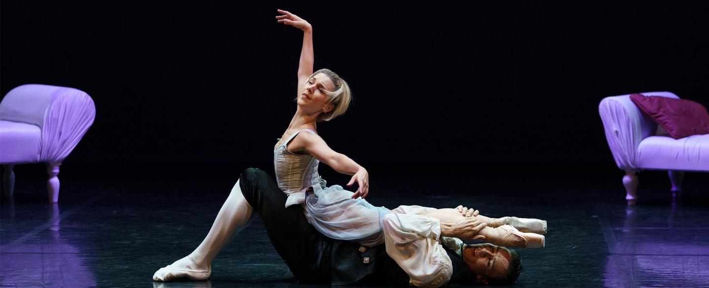 Antoinette Brooks-Daw as Madame de Tourvel and Joseph Taylor as Valmont in Dangerous Liaisons. Photo Emma Kauldhar