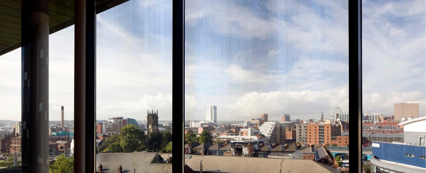 A view of Leeds city centre from the Northern Ballet building in Quarry Hill, Leeds