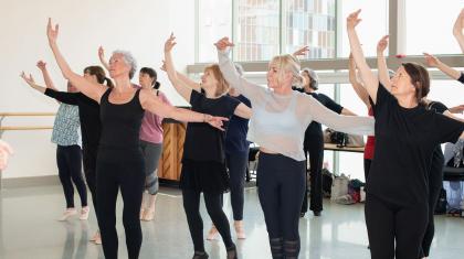 Students doing centre work on the Academy of Northern Ballet's Over 55s class. Photo Kathie Tiffany