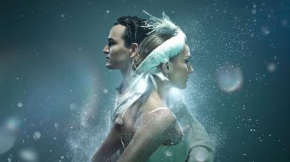 Poster image for Swan Lake with dancers Javier Torres and Hannah Bateman.