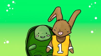 Tortoise & the Hare, poster, illustration Emily Nuttall
