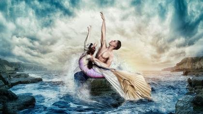 Abigail Prudames and Joseph Taylor on the poster image for The Little Mermaid, taken by Guy Farrow