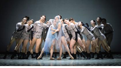 Wearing veils, the two women are dressed to marry each other surrounded by people representing Anne Lister's words